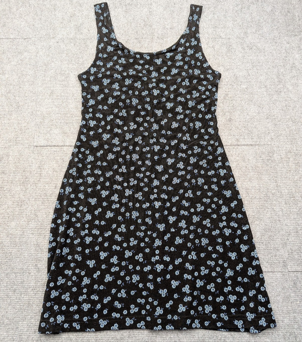 Vintage Mini Dress Women Medium Floral 90s Slinky Stretch Dark Floral Y2K Phoebe